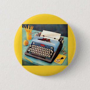 Schreibmaschine und Bild der 50er Jahre Button