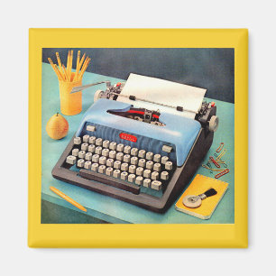 Schreibmaschine und Bild der 50er Jahre Magnet