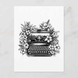 Schreibmaschine und Blume ästhetisch Postkarte