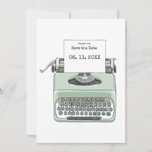 Schreibmaschinen-Buch-Themen-Hochzeit Save The Date