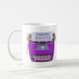 Schreibmaschinen-niedlicher Retro moderner lila Kaffeetasse