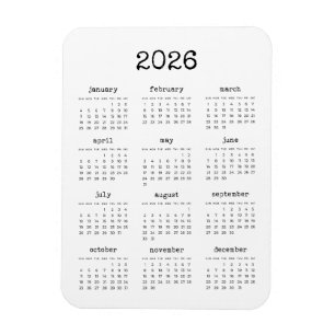 Schreibmaschinen-Schriftart minimalistischer Kalen Magnet