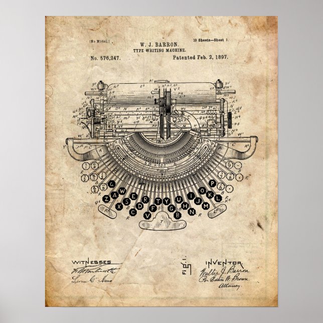 Schreibmaschinenpatent Poster (Vorne)