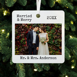 Schreibmaschinentext Verheiratet und Merry Wedding Ornament Aus Metall