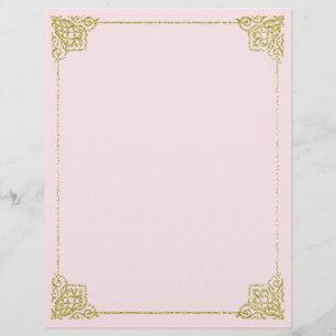 Schreibpapier, Gold und Rosa; Schreibpapier 8,5x11
