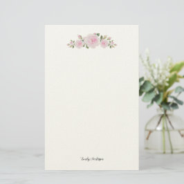 Schreibpapier mit Namen Soft Pink Roses Briefpapier