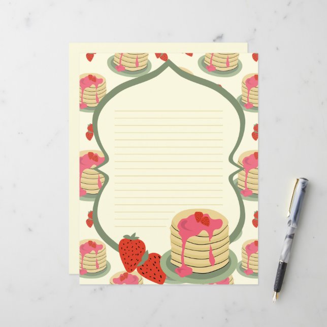 Schreibpapier mit Pancakes (Vorderseite/Rückseite Beispiel)