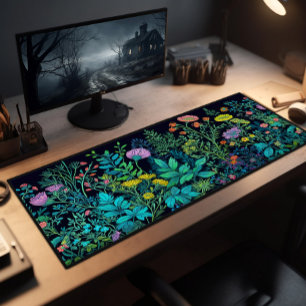 Schreibtisch, bunte Wildblumen im dunklen Hintergr Schreibtischunterlage