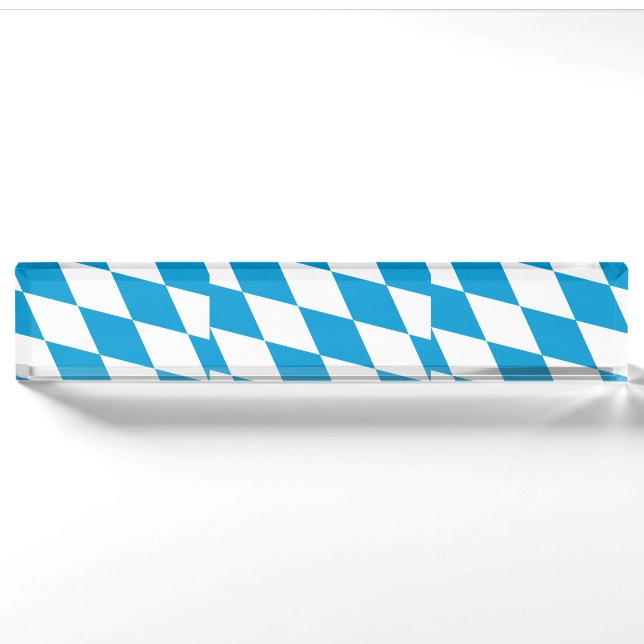 Schreibtisch mit der Flagge Bayerns, Deutschland Namensplakette (Vorderseite)