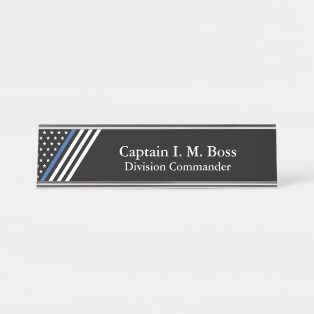Schreibtisch Name Plakette für die Thin Blue Line Schreibtischnamensplakette (Vorderseite )