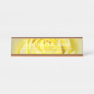 Schreibtisch Namensplatte - Gelbes Rosendesign HAM Schreibtischnamensplakette