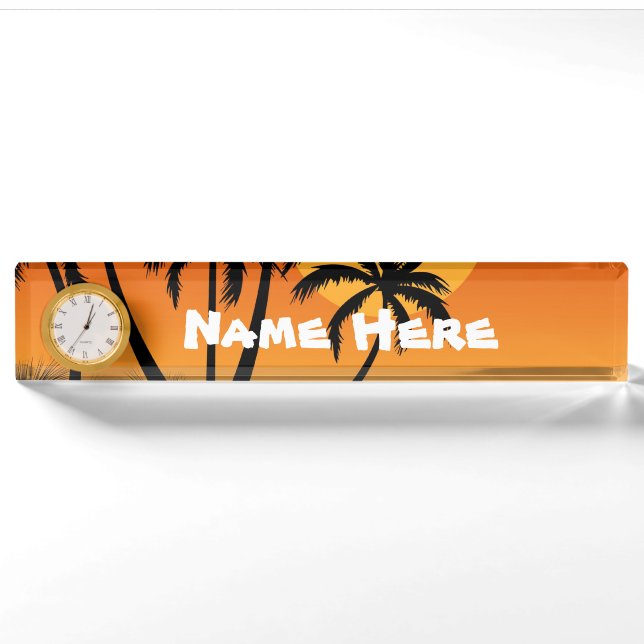 Schreibtisch Namensplatte mit Uhr Namensplakette (Vorderseite)