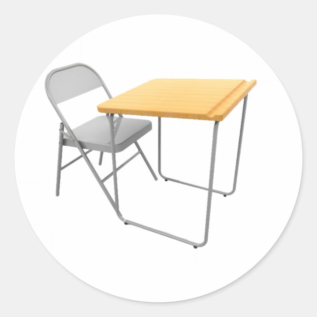 Schreibtisch und Aufkleber für die Lehrstühle (Vorderseite)