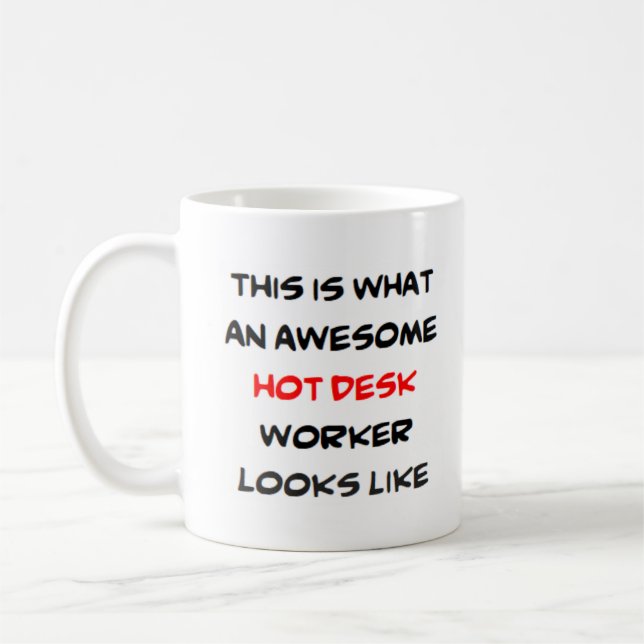 Schreibtischarbeiter, phantastische Kaffee-Tasse Kaffeetasse (Links)