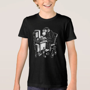 Schreibtischgebundener Affe-Coder Tri-Blend Shirt