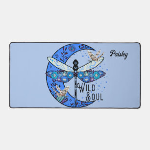 Schreibtischmatte mit Mond und Libellen