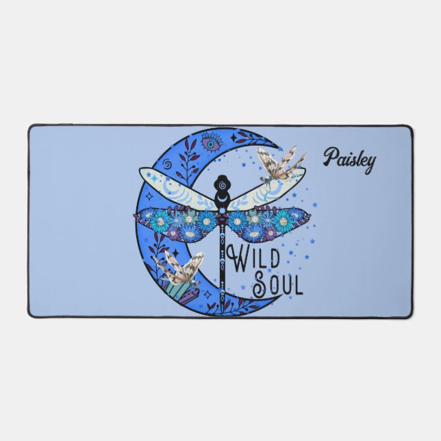 Schreibtischmatte mit Mond und Libellen (Vorderseite)