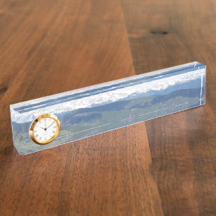 Schreibtischnamensplatte mit Uhr Namensplakette