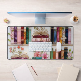 Schreibtischunterlage für Bücherliebhaber | Blumen