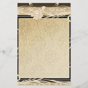 Schreibwaren Altes Papier Gold Schwarz Floral