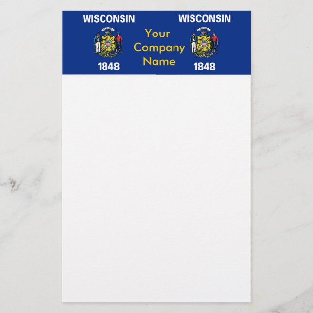 Schreibwaren mit Flagge von Wisconsin Briefpapier (Vorderseite)
