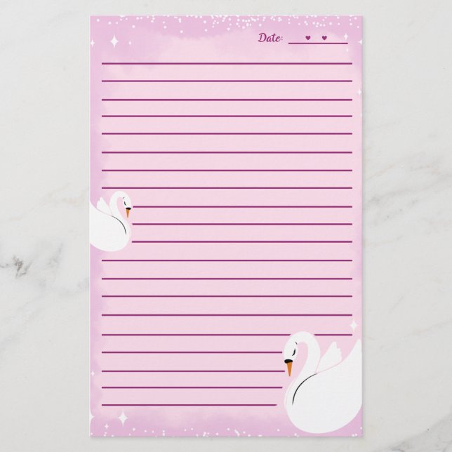 Schreibwarenpapier Schwan zart  Briefpapier (Vorderseite)