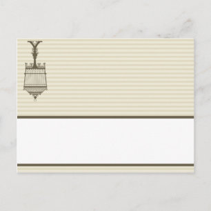 Schreibweise Platzkarte Birdcage/Graustreifen-Käfi Postkarte