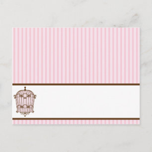 Schreibweise Platzkarte Birdcage/Pink Stripes Käfi Postkarte