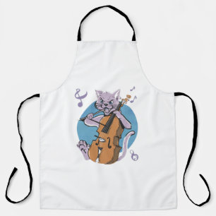 Schreie Cat Musiker spielen Cello Schürze
