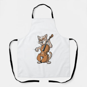 Schreie Cat Musiker spielen Cello Schürze