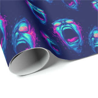 Schreie der Verzweiflung - Trippy Horror Neon Geschenkpapier