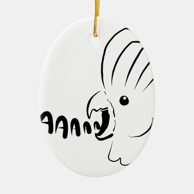 Schreie der Vogelkakadu-Birbe Keramik Ornament (Vorne)