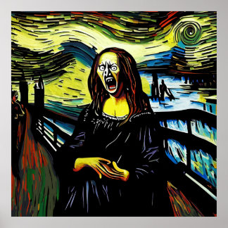 Schreie Mona Lisa Funny Parody Portrait Poster