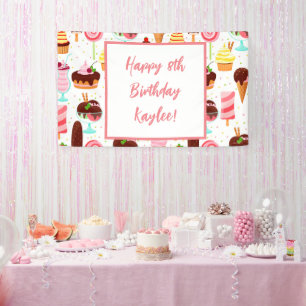 Schreien für Eiscreme Mädchen Süße Cute Geburtstag Banner