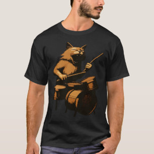 Schreiende Katze spielt Schlagzeug T-Shirt