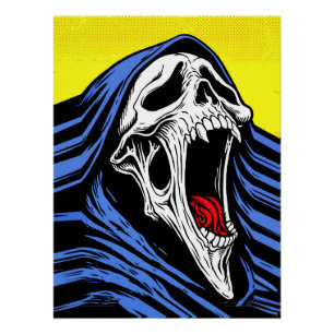 Schreiender Hölle Schädel Pop Art Kapuzen Horror Poster