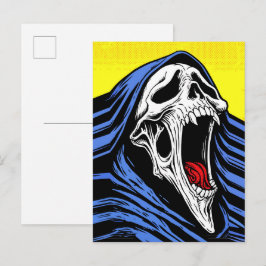 Schreiender Hölle Schädel Pop Art Kapuzen Horror Postkarte