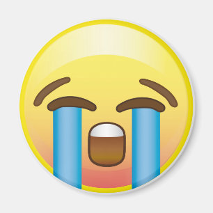 Schreiender traurige Risse Emoji gelber Magnet