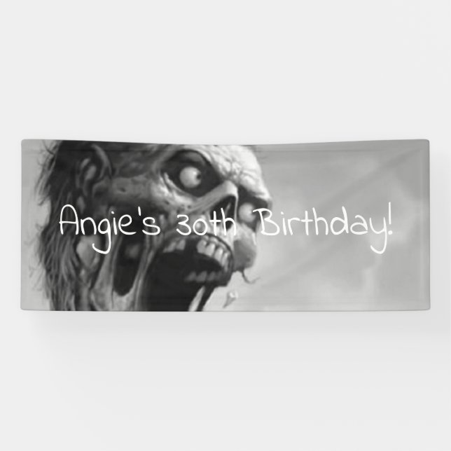 schreiender Zombiegeburtstag Banner (Horizontal)