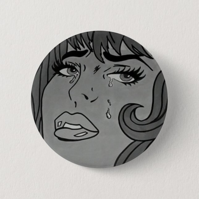 Schreiendes Mädchen-Pop-Kunst-Abzeichen Button (Vorderseite)