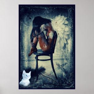 schreiendes surreales Kunstplakat des Engels- und Poster