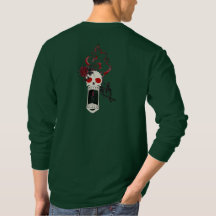 Schreiendes Totenkopf-Kerzen-Rosen-Gothic-Langarm-