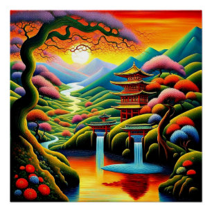 Schreine bei Sonnenuntergang 1 Poster