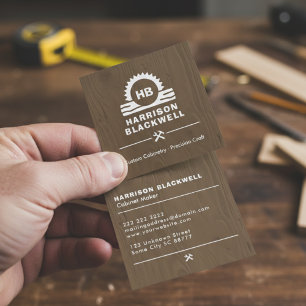 Schreiner Dunkles Holz Professionelles Monogramm Quadratische Visitenkarte