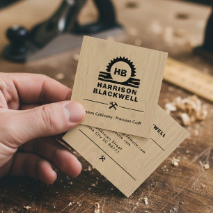 Schreiner Rustikales Holz Professionelles Monogram Quadratische Visitenkarte