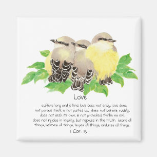 Schrift, 1 Herz: 13, streichelnvögel - Kingbirds Magnet
