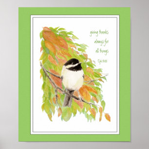 Schrift, Erntedank, Herbst, Chickadee, Vogel Poster