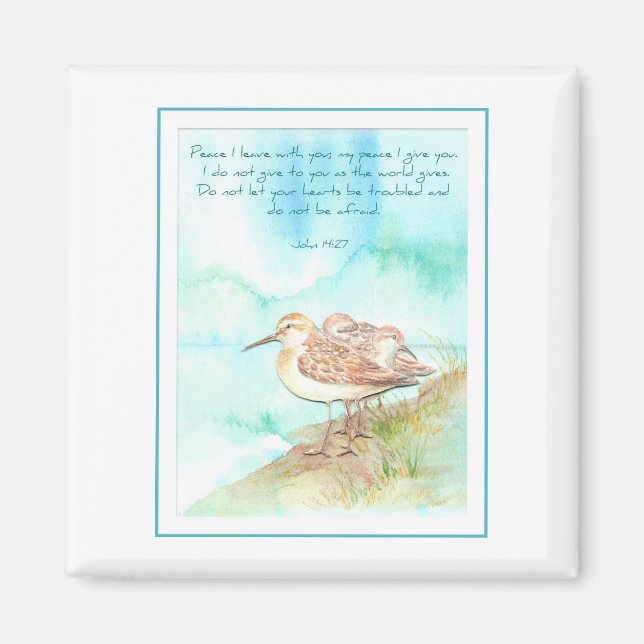 Schrift, Inspiration, John 14:27, Beach Bird Magnet (Vorne)