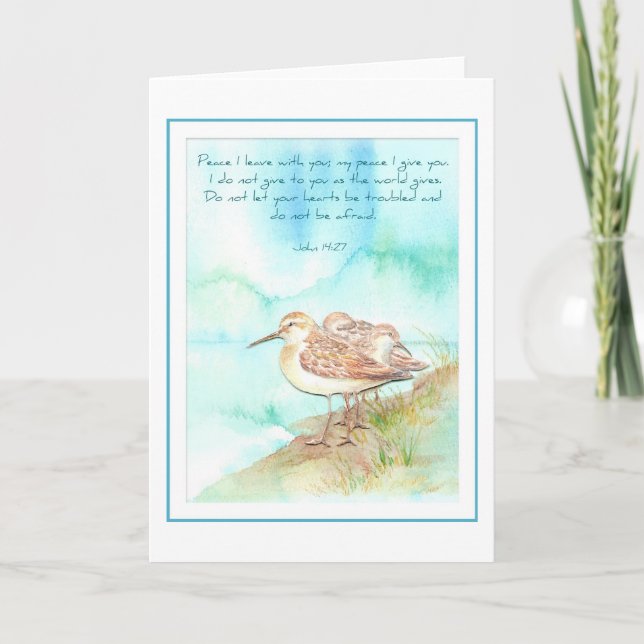 Schrift, Inspiration, John-14:27, Strand-Vogel Karte (Vorderseite)