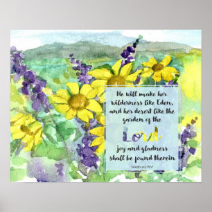 Schrift Jesaja 51:3 Wüstenlupinen Wildblumen Poster